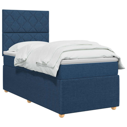 LED Boxspring Bed met Matras Blauw 90 x 200 cm Stof