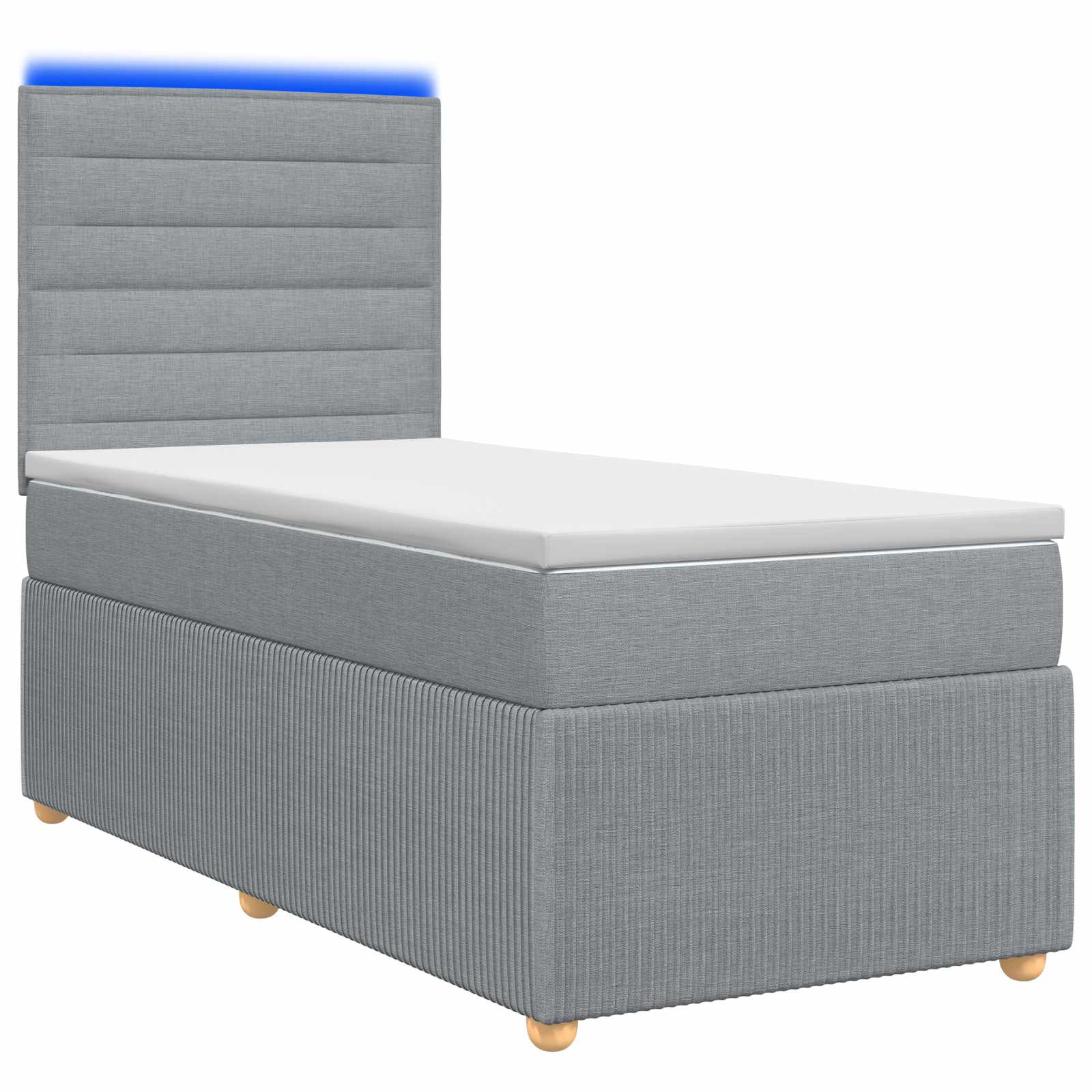 LED Boxspring Bed met Matras Lichtgrijs 100 x 200 cm Stof