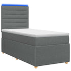 LED Boxspring Bed met Matras Donkergrijs 100 x 200 cm Stof