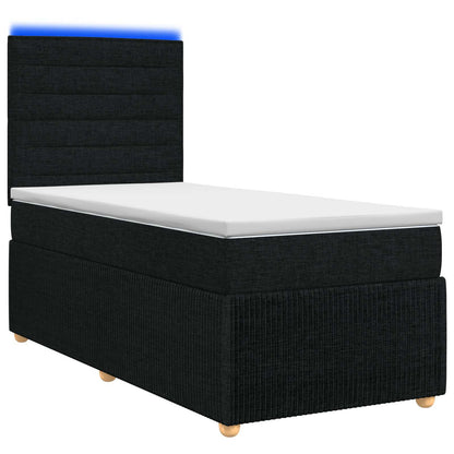 LED Boxspring Bed met Matras Zwart 100 x 200 cm Stof