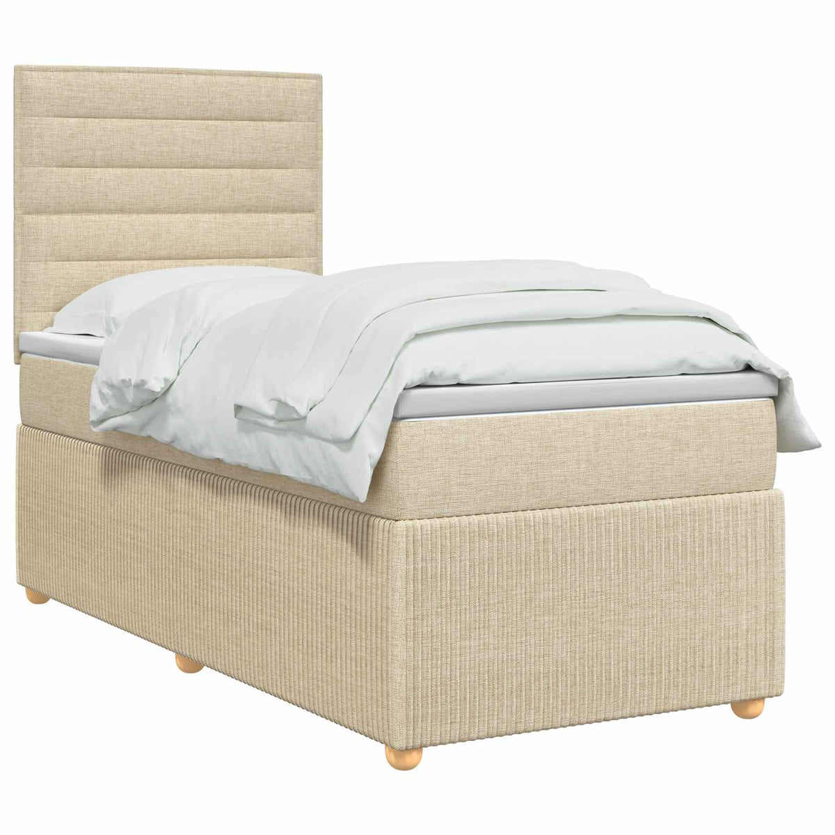 LED Boxspring Bed met Matras Crèmekleurig 100 x 200 cm Stof