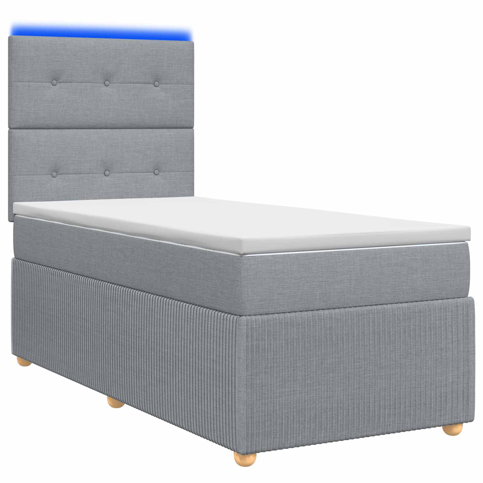 LED Boxspring Bed met Matras Lichtgrijs 100 x 200 cm Stof