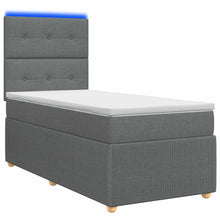 LED Boxspring Bed met Matras Donkergrijs 100 x 200 cm Stof