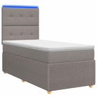 Boxspring bed 100x200 cm taupe met matras en led