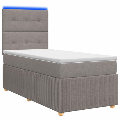 LED Boxspring Bed met Matras Taupe 100 x 200 cm Stof
