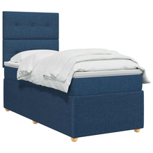 LED Boxspring Bed met Matras Blauw 100 x 200 cm Stof