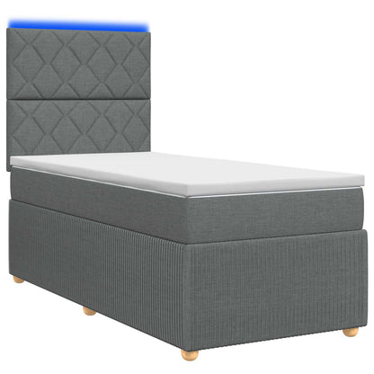 LED Boxspring Bed met Matras Donkergrijs 100 x 200 cm Stof