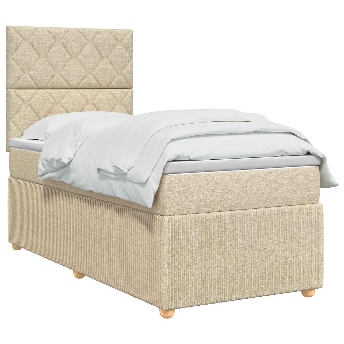 LED Boxspring Bed met Matras Crèmekleurig 100 x 200 cm Stof