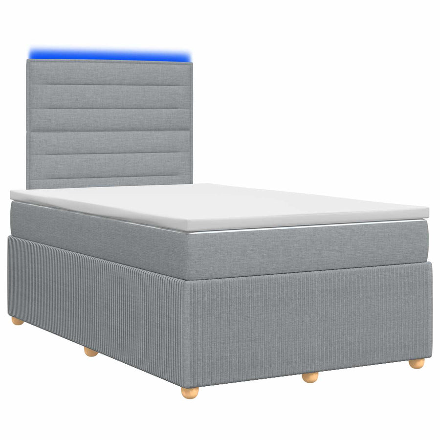LED Boxspring Bed met Matras Lichtgrijs 120 x 190 cm Stof