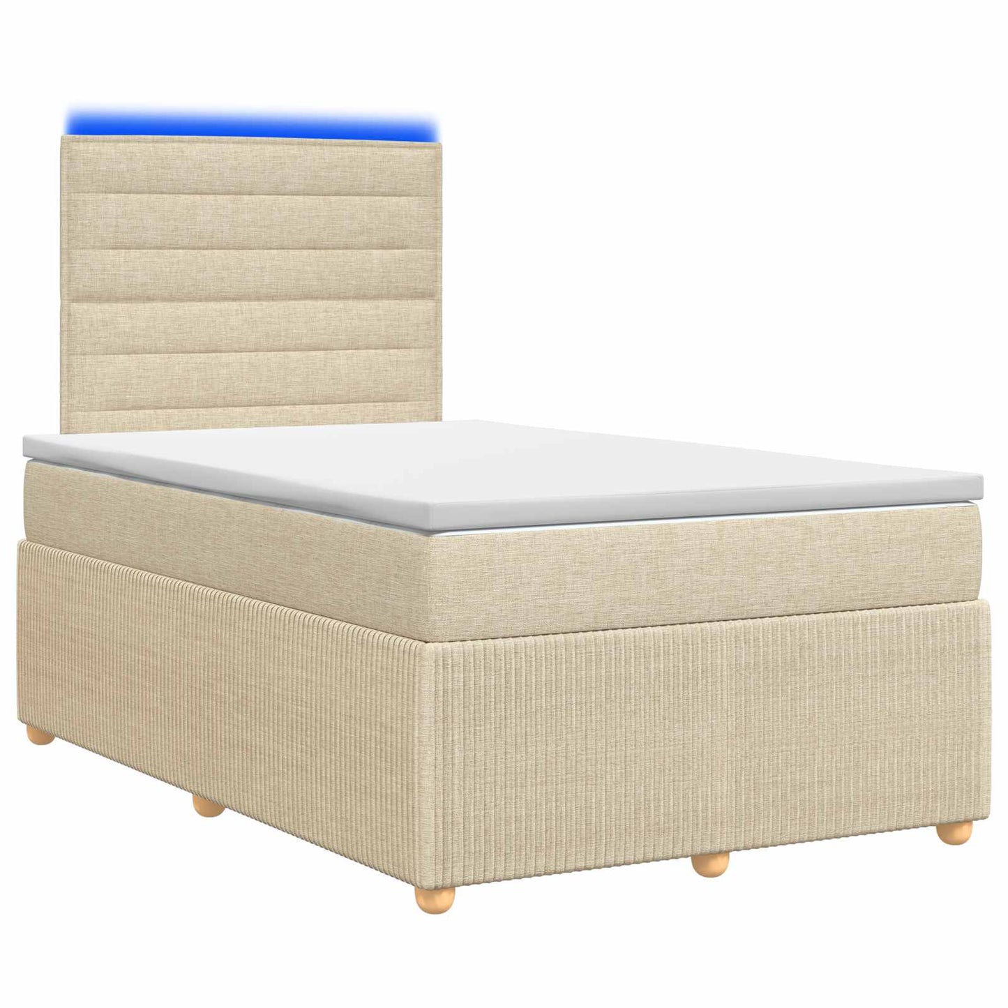 LED Boxspring Bed met Matras Crèmekleurig 120 x 190 cm Stof