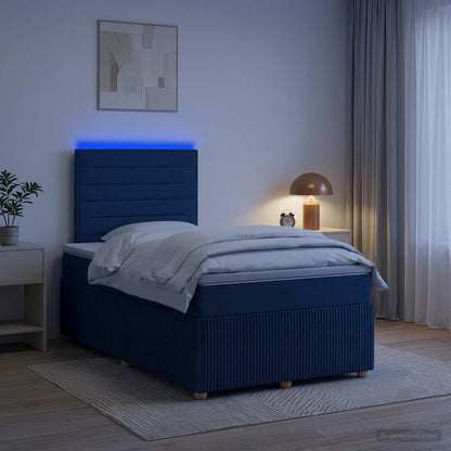 LED Boxspring Bed met Matras Blauw 120 x 200 cm Stof