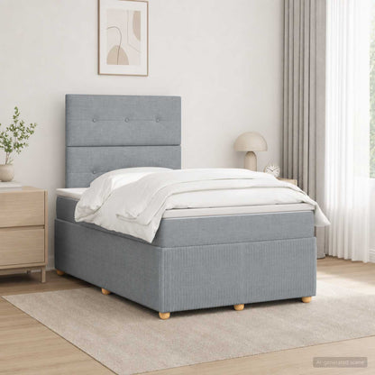 LED Boxspring Bed met Matras Lichtgrijs 120 x 190 cm Stof