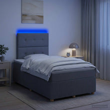 LED Boxspring Bed met Matras Lichtgrijs 120 x 190 cm Stof