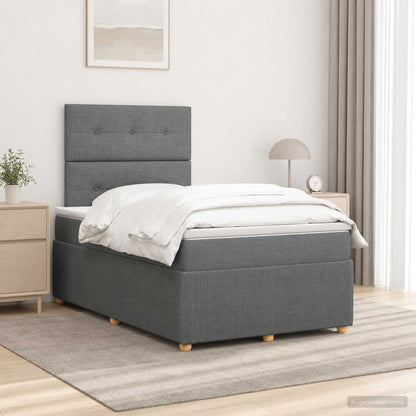 LED Boxspring Bed met Matras Donkergrijs 120 x 200 cm Stof