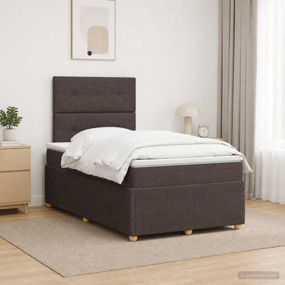 LED Boxspring Bed met Matras Donkerbruin 120 x 200 cm Stof