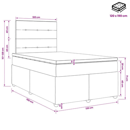 LED Boxspring Bed met Matras Taupe 120 x 190 cm Stof