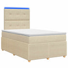 LED Boxspring Bed met Matras Crèmekleurig 120 x 190 cm Stof
