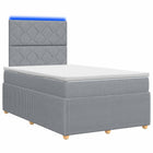 LED Boxspring Bed met Matras Lichtgrijs 120 x 190 cm Stof