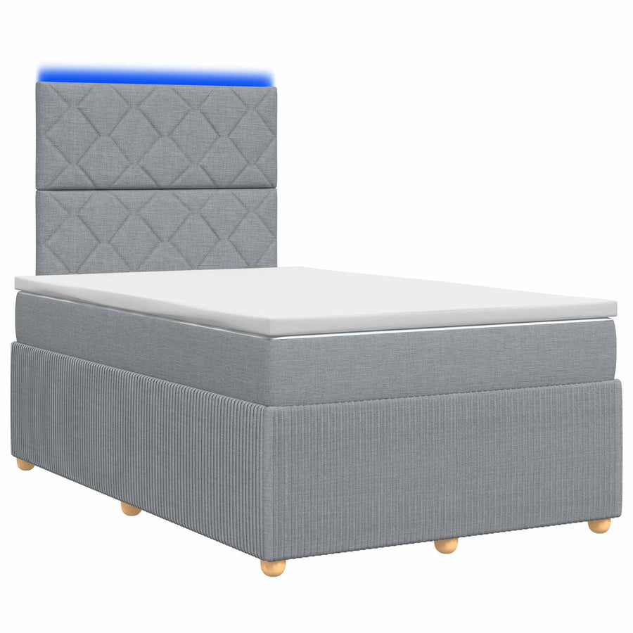 LED Boxspring Bed met Matras Lichtgrijs 120 x 190 cm Stof