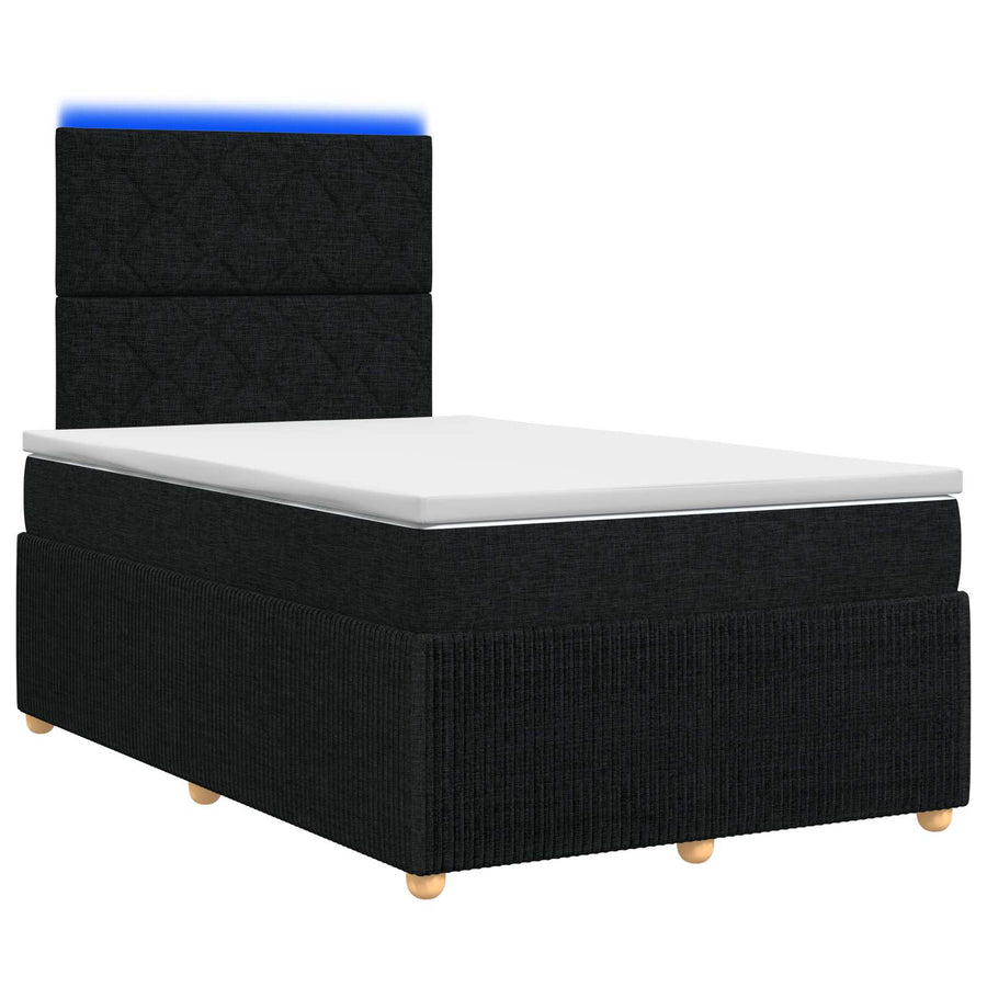LED Boxspring Bed met Matras Zwart 120 x 190 cm Stof