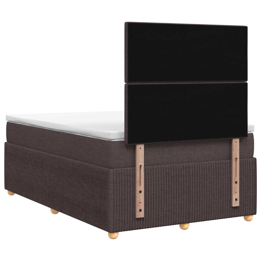 LED Boxspring Bed met Matras Donkerbruin 120 x 190 cm Stof