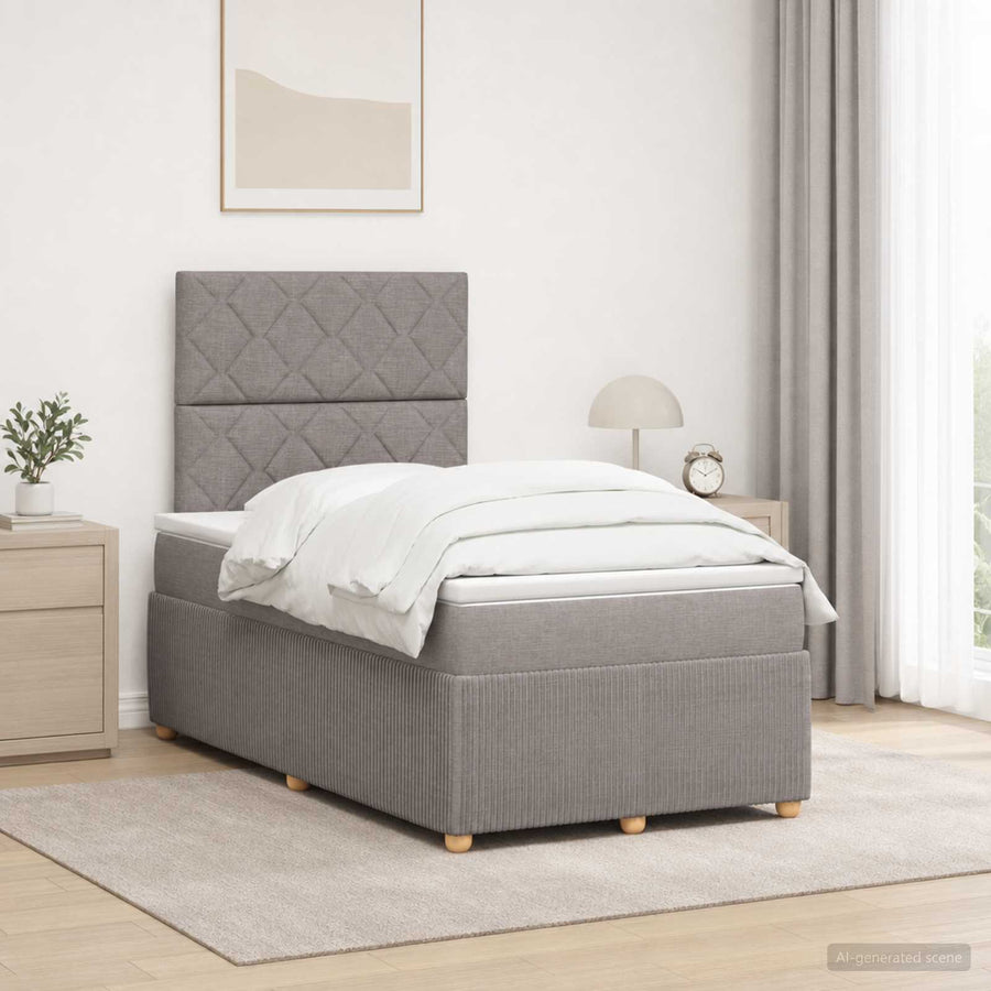 LED Boxspring Bed met Matras Taupe 120 x 200 cm Stof
