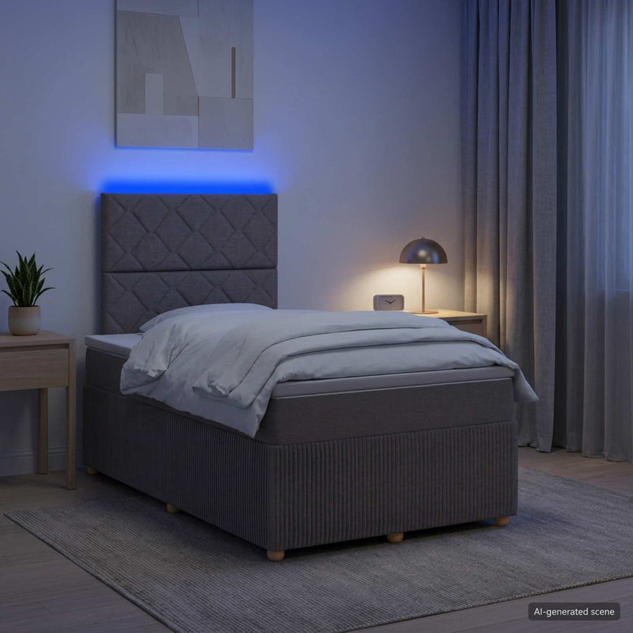 LED Boxspring Bed met Matras Taupe 120 x 200 cm Stof