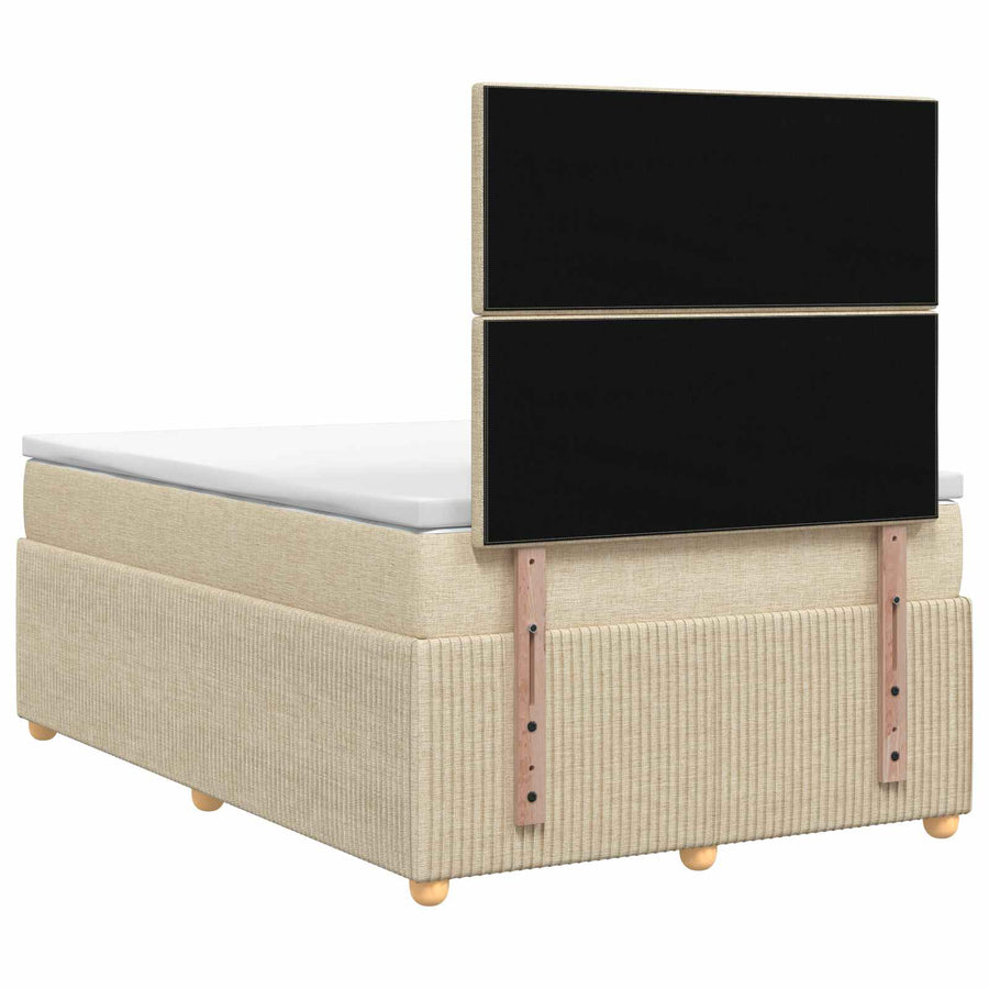 LED Boxspring Bed met Matras Crèmekleurig 120 x 190 cm Stof
