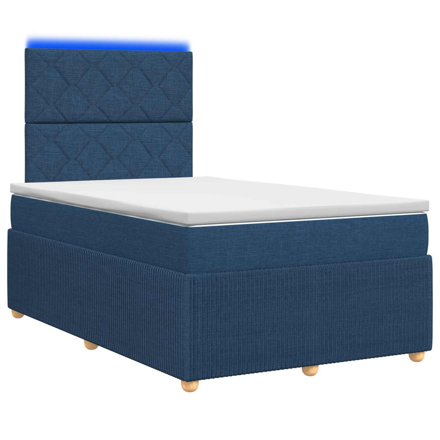 LED Boxspring Bed met Matras Blauw 120 x 190 cm Stof