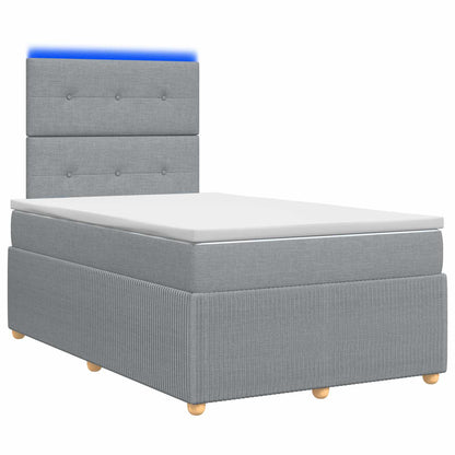 LED Boxspring Bed met Matras Lichtgrijs 120 x 200 cm Stof