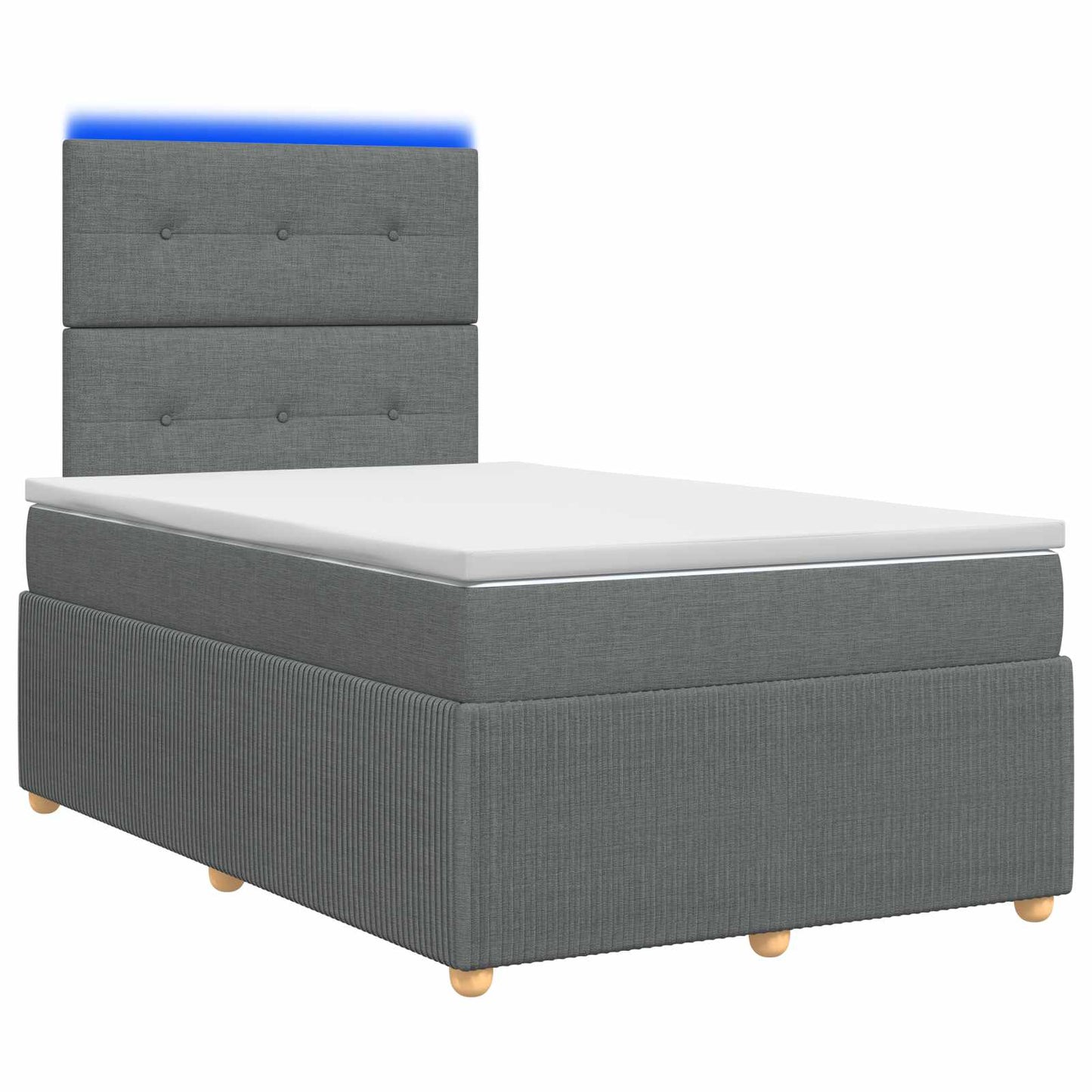 LED Boxspring Bed met Matras Donkergrijs 120 x 200 cm Stof