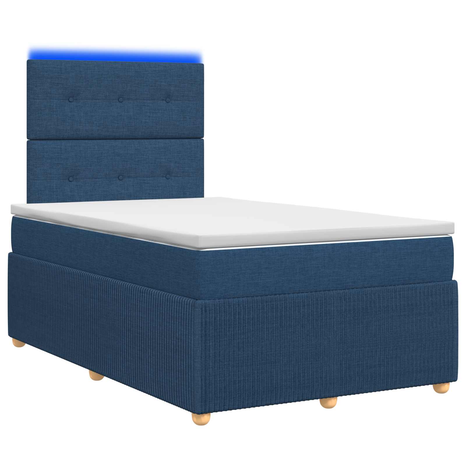 LED Boxspring Bed met Matras Blauw 120 x 200 cm Stof