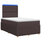 LED Boxspring Bed met Matras Donkerbruin 120 x 200 cm Stof