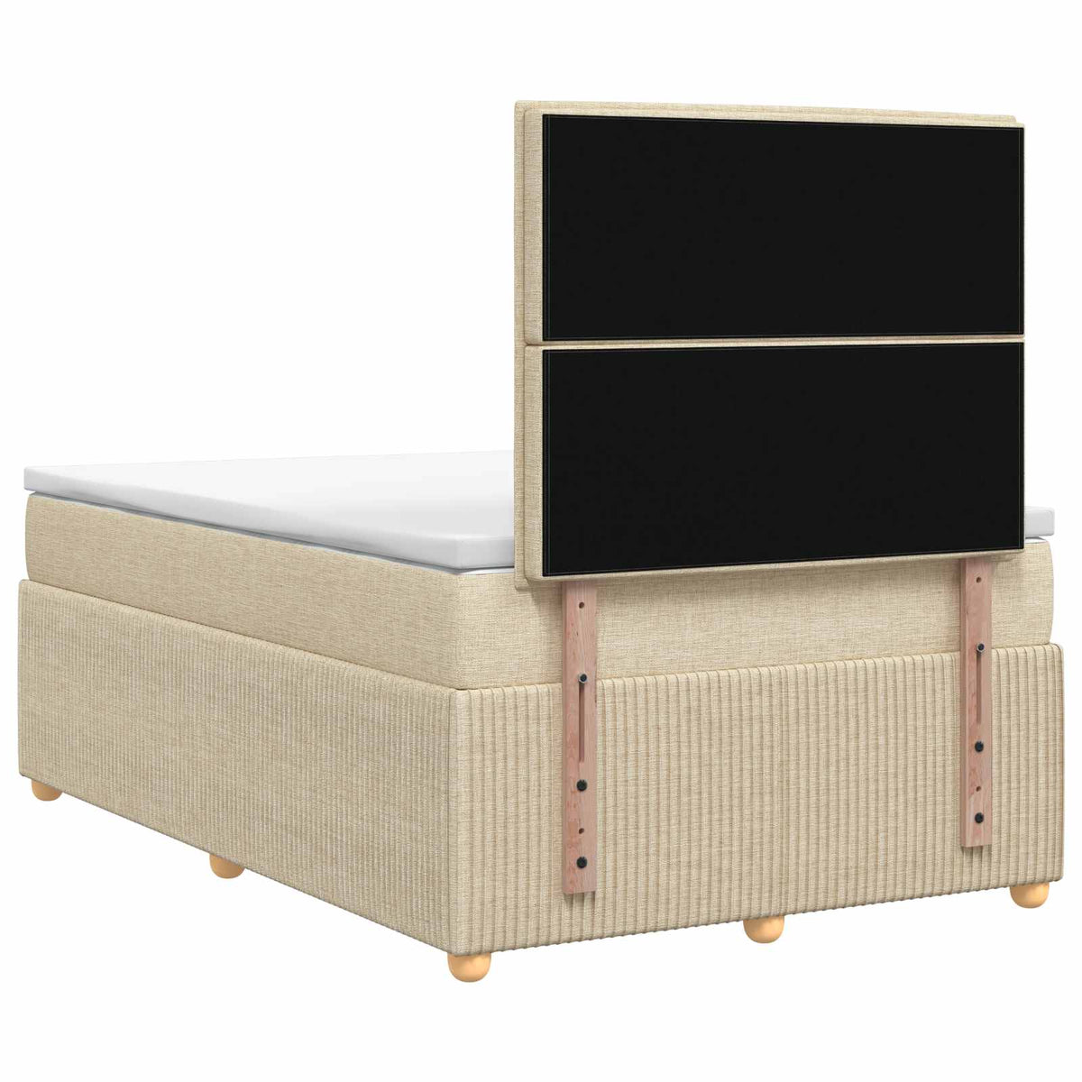 LED Boxspring Bed met Matras Crèmekleurig 120 x 200 cm Stof