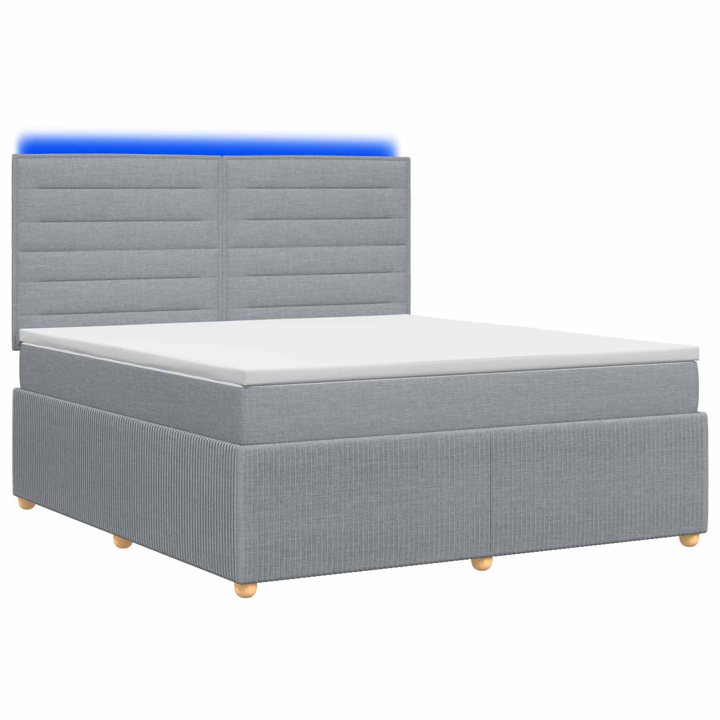 LED Boxspring Bed met Matras Lichtgrijs 140 x 190 cm Stof