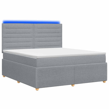 LED Boxspring Bed met Matras Lichtgrijs 140 x 190 cm Stof