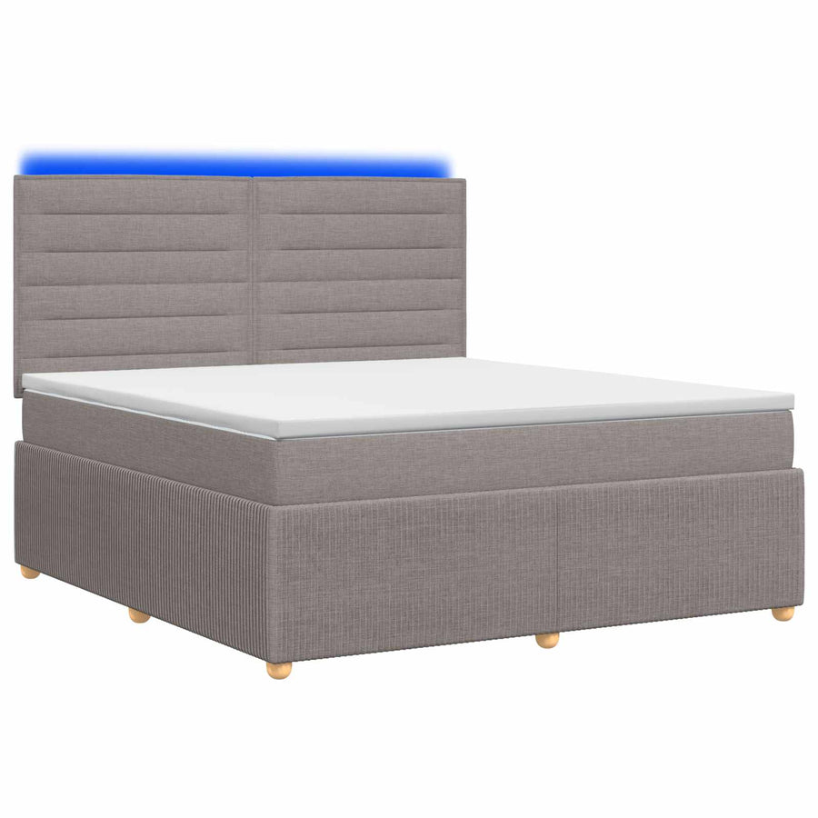 LED Boxspring Bed met Matras Taupe 140 x 190 cm Stof