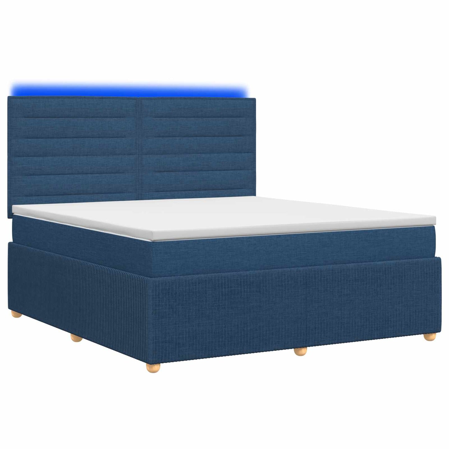 LED Boxspring Bed met Matras Blauw 140 x 190 cm Stof