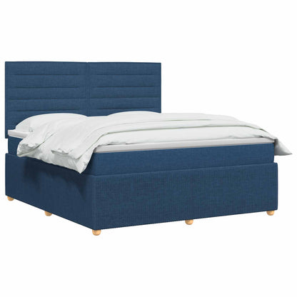 LED Boxspring Bed met Matras Blauw 140 x 190 cm Stof