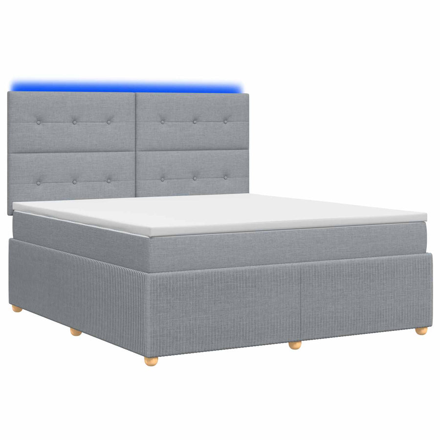 LED Boxspring Bed met Matras Lichtgrijs 140 x 190 cm Stof