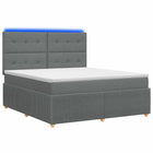 LED Boxspring Bed met Matras Donkergrijs 140 x 190 cm Stof