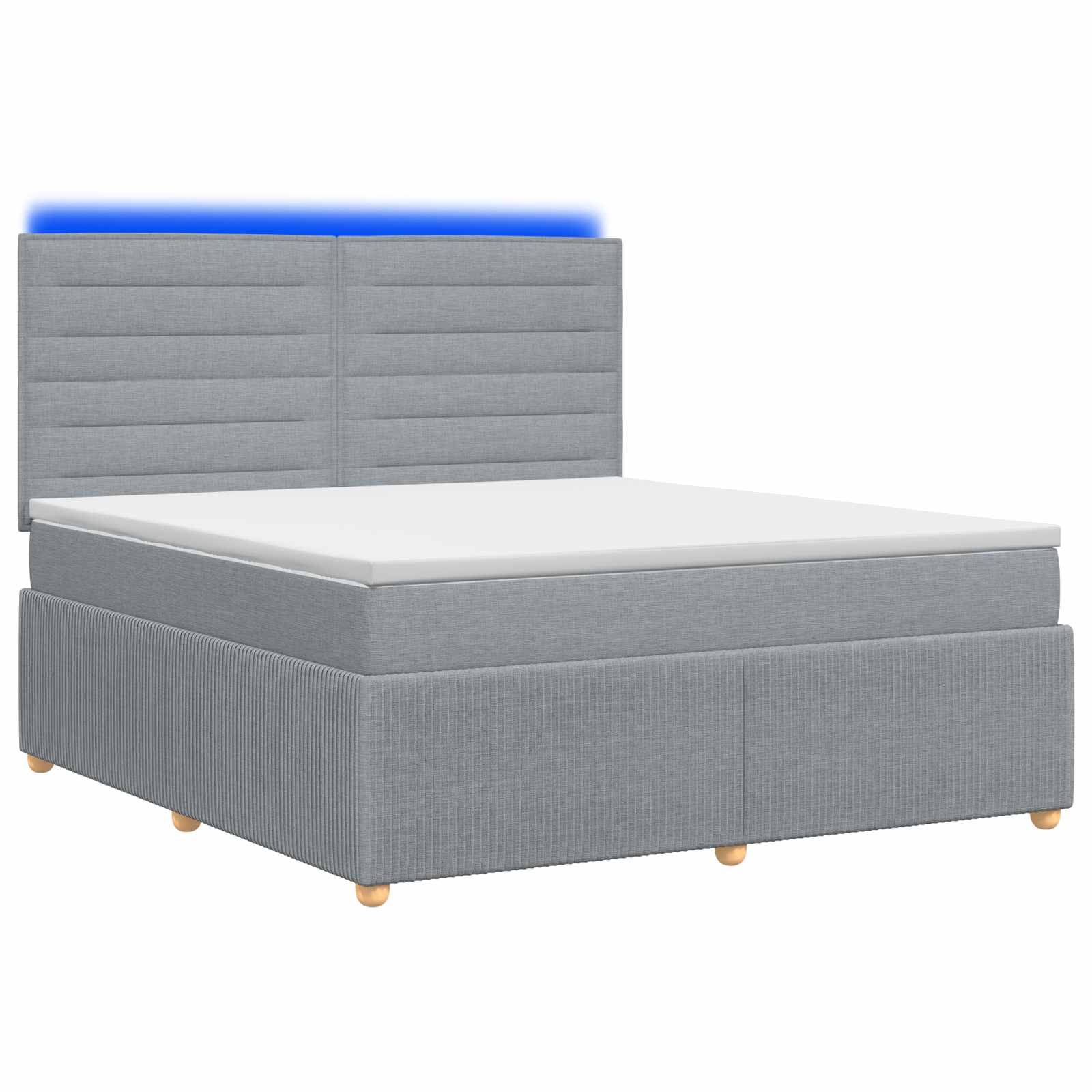 LED Boxspring Bed met Matras Lichtgrijs 160 x 200 cm Stof
