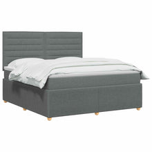 LED Boxspring Bed met Matras Donkergrijs 160 x 200 cm Stof