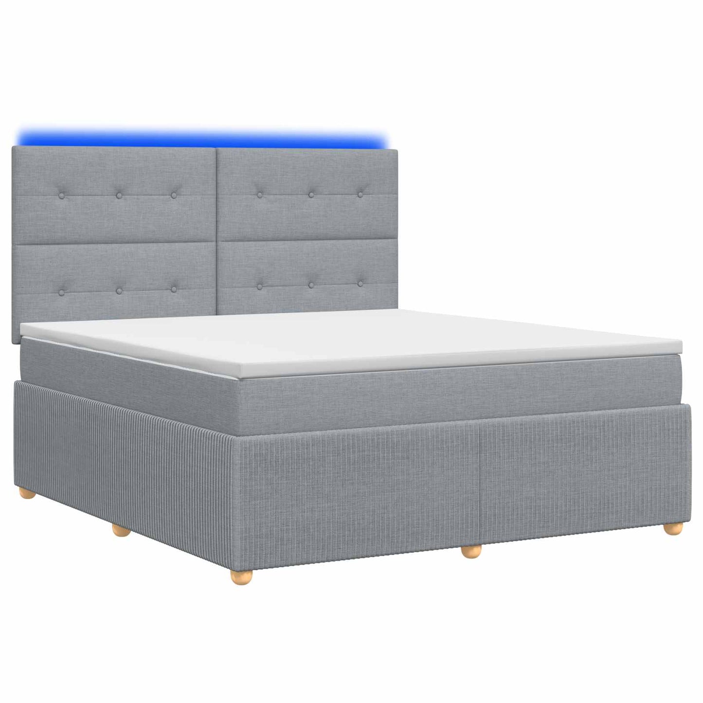 LED Boxspring Bed met Matras Lichtgrijs 160 x 200 cm Stof
