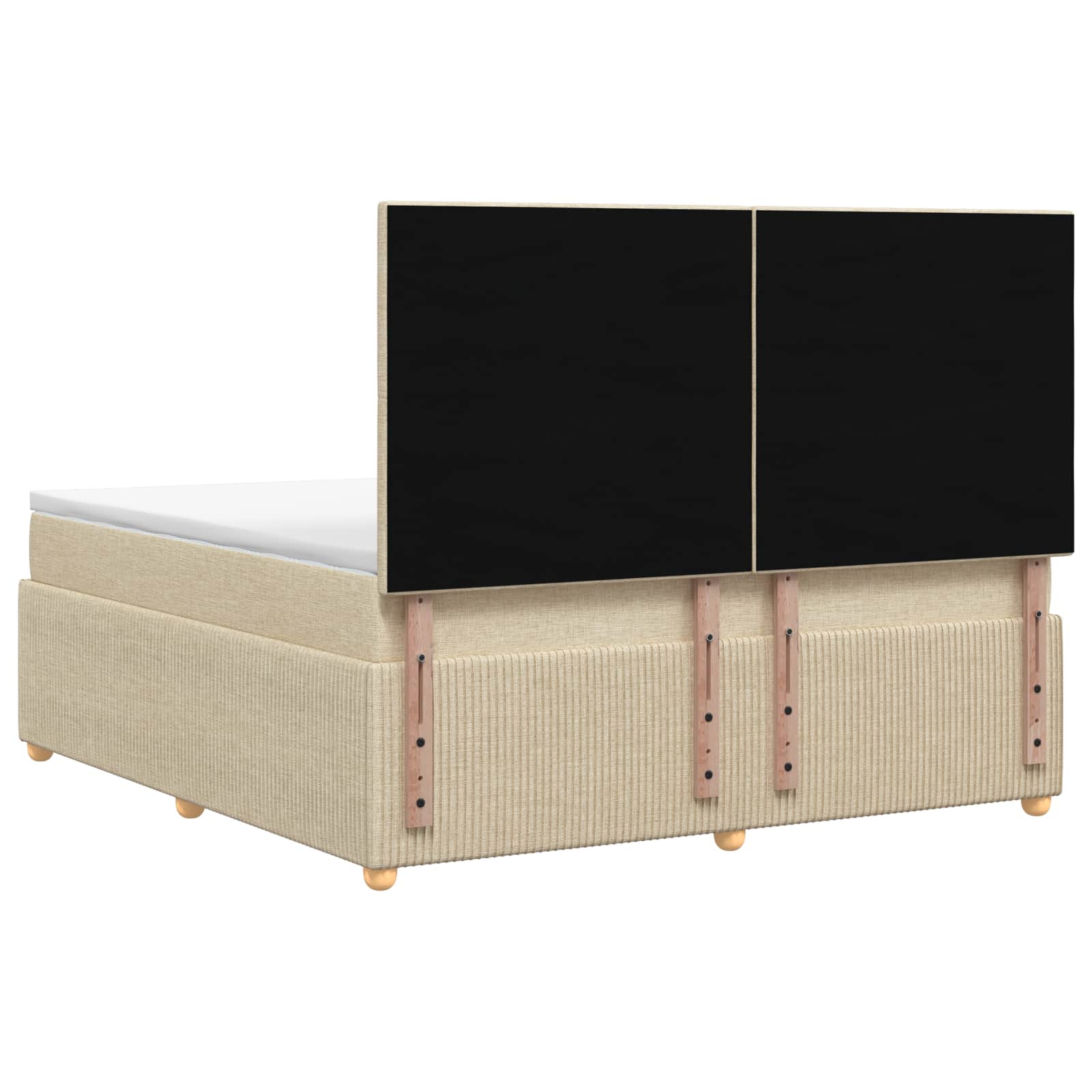 LED Boxspring Bed met Matras Crèmekleurig 160 x 200 cm Stof