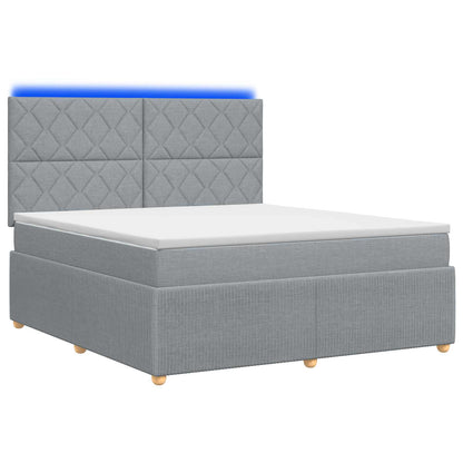 LED Boxspring Bed met Matras Lichtgrijs 160 x 200 cm Stof