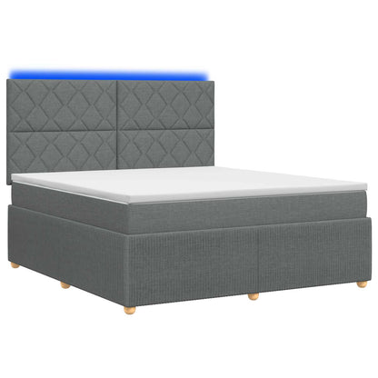 LED Boxspring Bed met Matras Donkergrijs 160 x 200 cm Stof