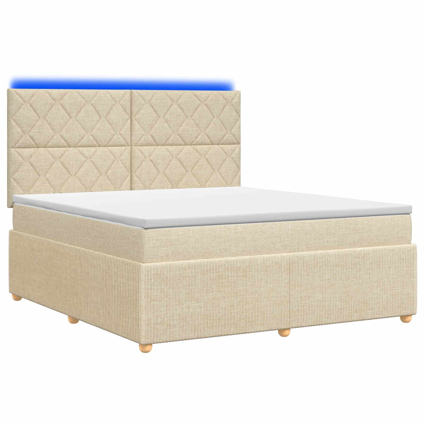 LED Boxspring Bed met Matras Crèmekleurig 160 x 200 cm Stof