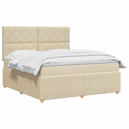 LED Boxspring Bed met Matras Crèmekleurig 160 x 200 cm Stof