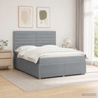 Boxspringbed LED 180x200 cm lichtgrijs stof